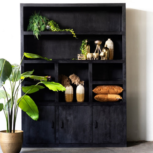 Giga Meubel Kast Xander - Zwart Hout - 160x46x220cm - vtwonen shop