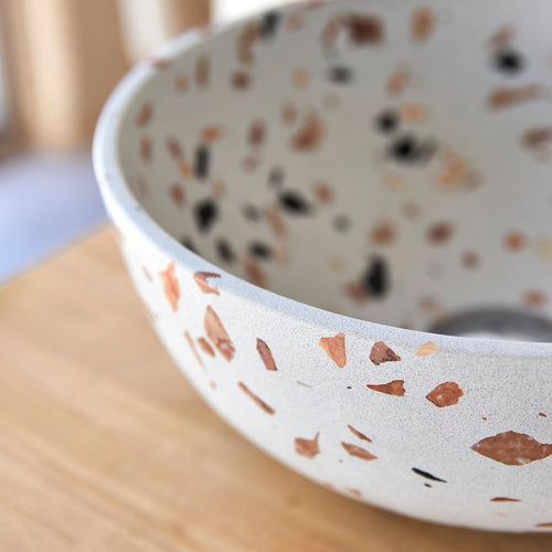 Tikamoon Ronde waskom van bruin premium terrazzo ∅ 32 cm - Bruin