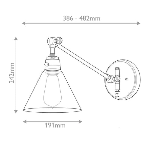 Hinkley Arti Dome Wandleuchte, zeitgenössisches Erbe, Messing, klarer Glasschirm, 1 x E27