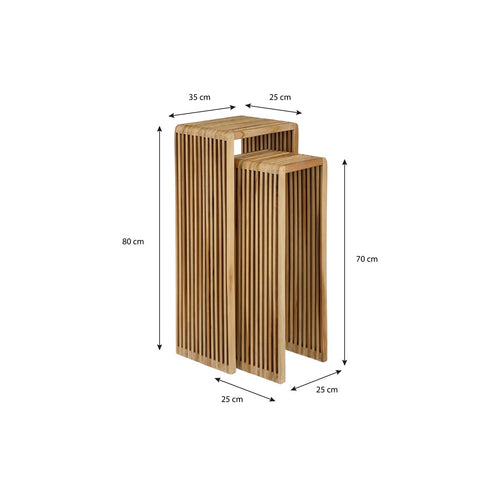 Mica Decorations Yonker Plantentafel - Set van 2 - L35 x B25 x H80 cm - Gerecycled Hout - Bruin