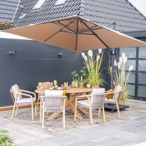 Garden Impressions zweefparasol Hawaii taupe kleurig doek - 300x300 cm