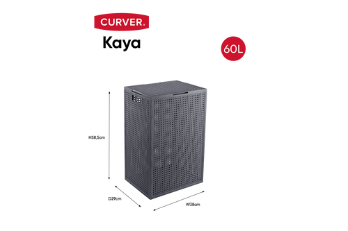 Curver Kaya Wasmand met deksel - 60L - Antraciet