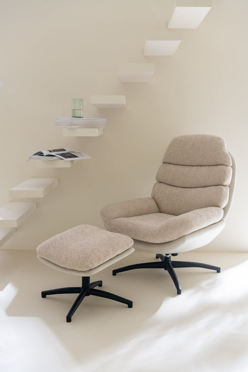 J-Line zetel Relax + Voetbank - metaal/multiplex - beige/zwart