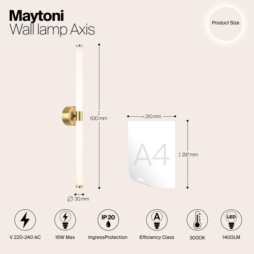 Maytoni - Wandlamp Axis - Goud - Ø3