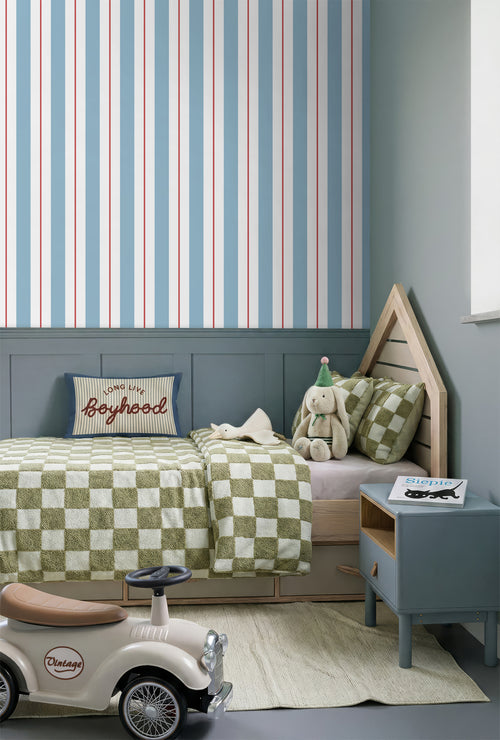 ESTAhome behang strepen blauw en rood - 0.53 x 10.05 m - 131676