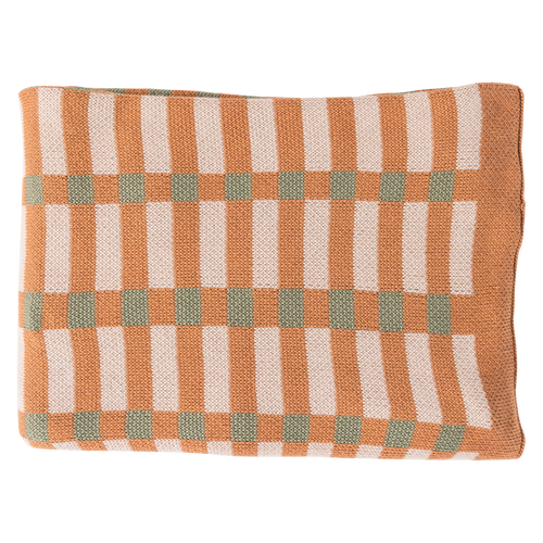 WOOOD kleed Vola - Katoen - Groen/Oranje - 1x170x130