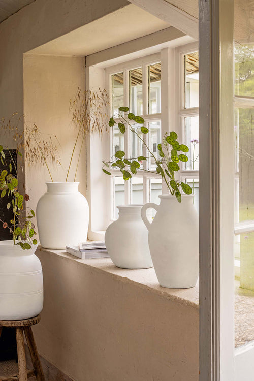 vtwonen Vaas - Terracotta - Wit - 27x35cm