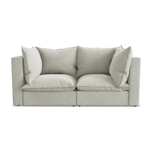 LaMiaSofa Tweezits modulaire bank Ravenna - velours - lichtgrijs - 180x90x77