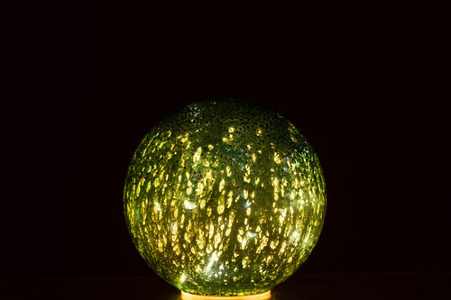 J-Line decoratie Bal Gekraakt - glas - groen - small - LED