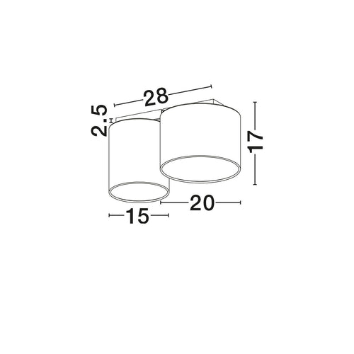 Nova Luce BRYSON Opbouwdownlight zandwit, grijs E27 2x12W