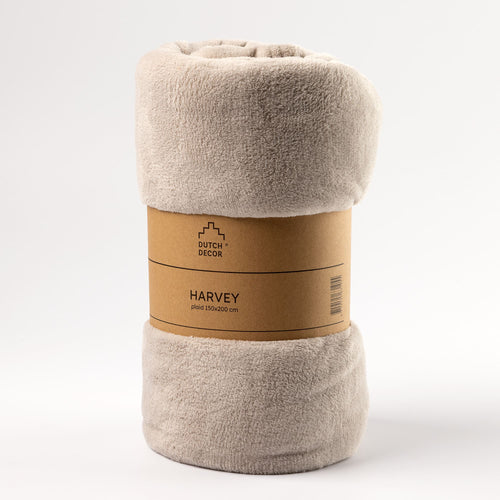 Dutch Decor - VOORDEELSET - 3-delig - Zaya & Harvey - 2 sierkussens 45x45 cm - 1 plaid 150x200 cm - beige