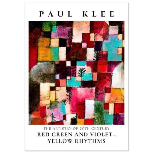 Artfulprints Poster Paul Klee - Red green and violet-yellow rhythms   - A4 21x29.7 cm - Meerkleurig