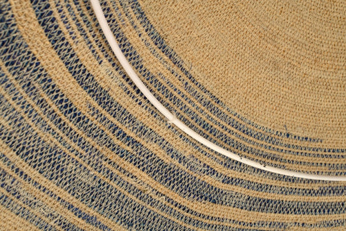 J-Line hanglamp Gestreept - zeegras - naturel/blauw