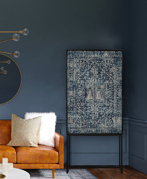 Kast dressoir met 2 deuren van MDF met Blauwe vintage tapijt patroon - vtwonen shop