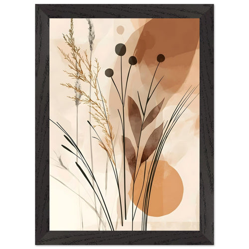 Artfulprints Poster met Lijst Boho – Golden grass   - A4 21x29.7 cm - Bruin