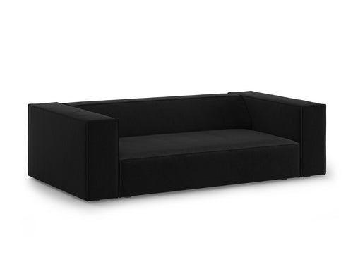 Cosmopolitan Design Bank Arendal 2-zits, chenille met ribbeleffect zwart - 102x180x70cm