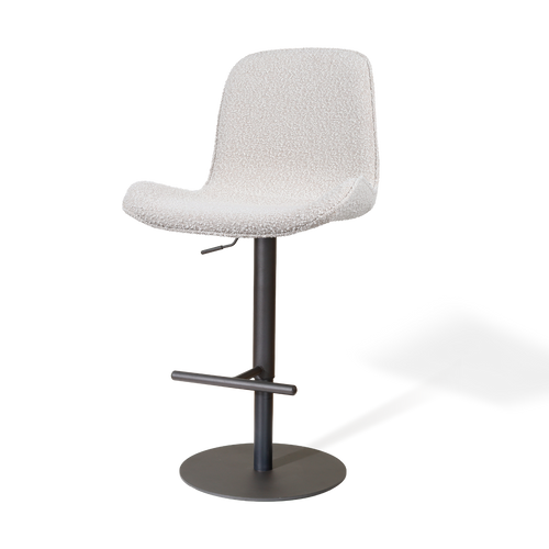 Nolon Niva-Fé tulp barkruk bouclé beige - verstelbaar - zwarte poten