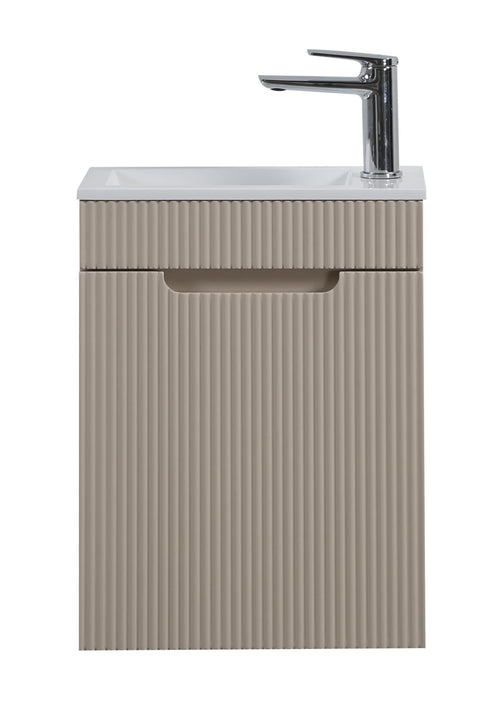 Badplaats Toiletmeubel Thermis 40 x 22 cm – Beige – Fonteinmeubel met Witte Wastafel