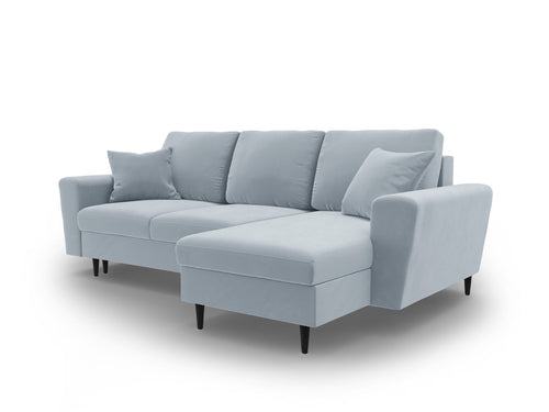 Cosmopolitan Design Omkeerbare converteerbare hoekbank met opbergdoos Kyoto 4-zits, flueel lichtblauw - 145x241x88cm