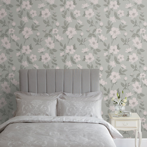 Laura Ashley Vliesbehang - Fleurir Smoke Green