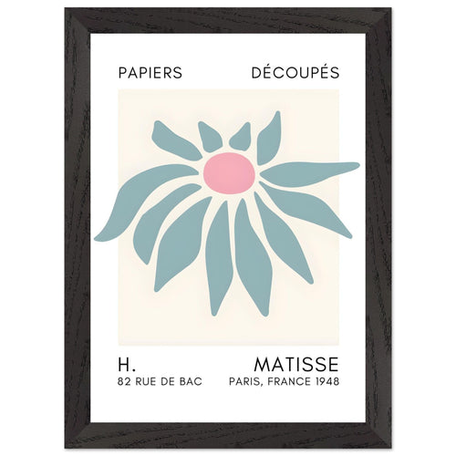 Artfulprints Poster met Lijst Matisse – Deep sea dance turquoise   - A4 21x29.7 cm - Turquoise