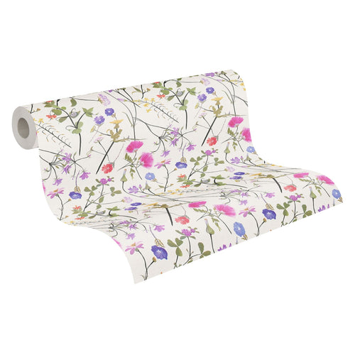 Livingwalls behang bloemmotief wit en meerkleurig - 53 cm x 10.05 m - AS-389011