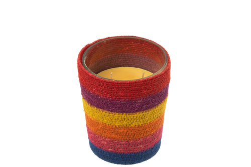 J-Line geurkaars Mand - Woody Aurora - glas - mix - medium - 55U