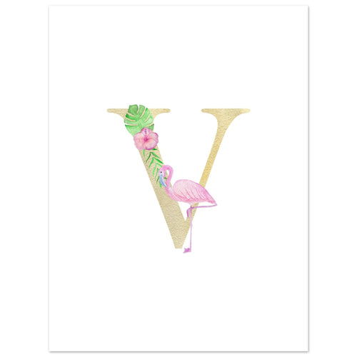 Artfulprints Poster Letter V kindernaam   - 30x40 cm - Meerkleurig