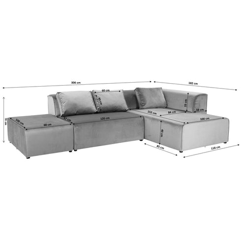 Kare Design Hoekbank Infinity rechts grijs