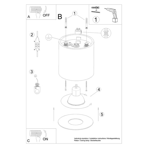 Sollux Lighting Plafondlamp MIKA wit - 12x12x11cm