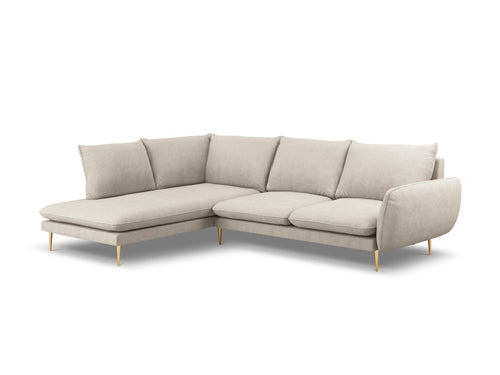 Cosmopolitan Design linker hoekbank Vienna 6-zits, structurele stof, lichtbeige - 185x275x95cm