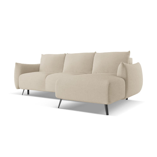 LaMiaSofa hoekbank rechts Genova - chenille stof - donkerbeige - 242x162x86