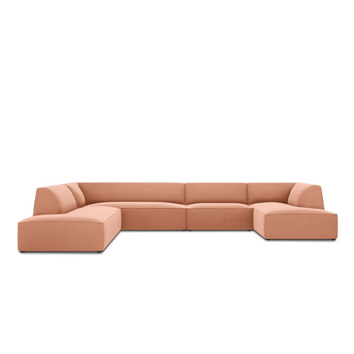 Cosmopolitan Design - Panoramische hoekbank Siena 7-zits, flueel roze - 273x366x69cm