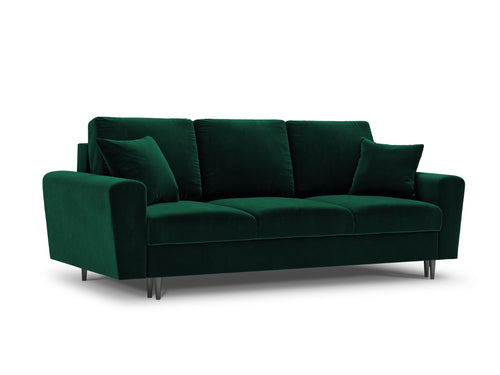 Cosmopolitan Design Slaapbank met opbergdoos Kyoto 3-zits, flueel, flessengroen - 100x235x88cm