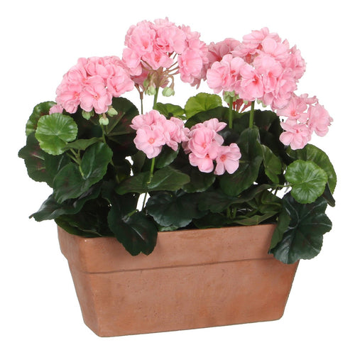 Mica Decorations Geranium Kunstplant in Balkonbak - L29 x B13 x H40 cm - Roze
