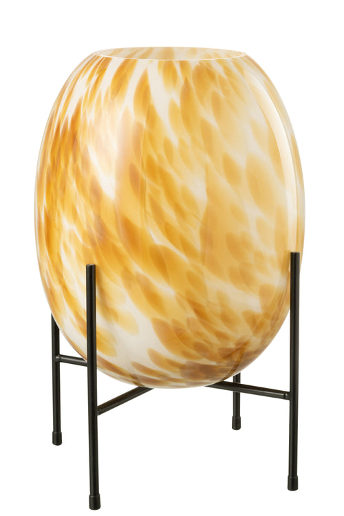 J-Line vaas + Vt Spikkel - glas - wit/oker - Ø 23 cm - vtwonen shop