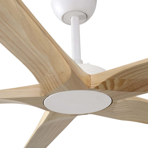 Faro Bigwood XL 5-bladige plafondventilator mat wit, grenen Tuya Smart System