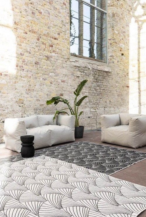 Interieur05 Buitenkleed Deco zwart/wit dubbelzijdig - 160 x 230 cm