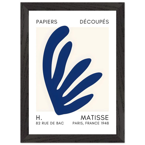 Artfulprints Poster met Lijst Matisse – Aquatic impression navy blue II   - A4 21x29.7 cm - Blauw