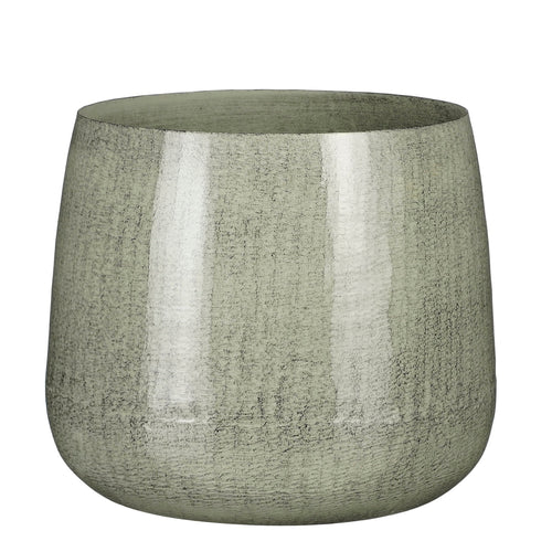 Mica Decorations Benson Bloempot - H20 x Ø23 cm - Metaal - Lichtgrijs