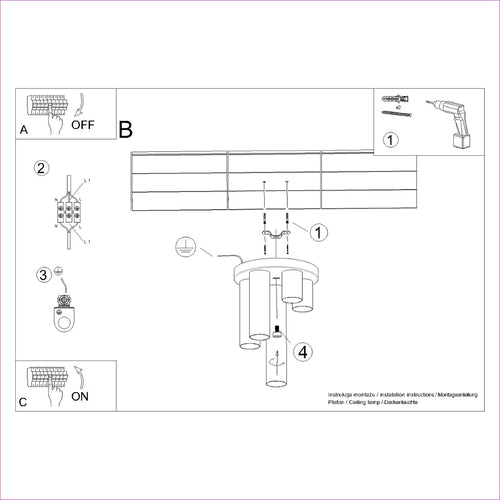 Sollux Lighting Plafondlamp LAGOS 5P wit - 25x25x33cm