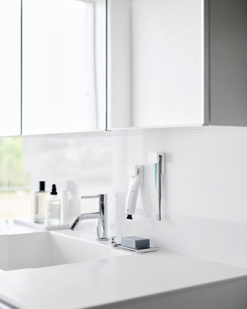 Yamazaki Zelfklevende Tandenborstelhouder (set van 2) -Tower - Wit - vtwonen shop