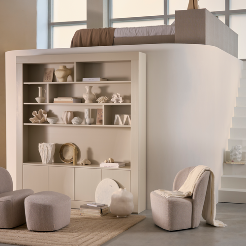 vtwonen hocker Lofty - Bouclé - Grijs - 41x62x48