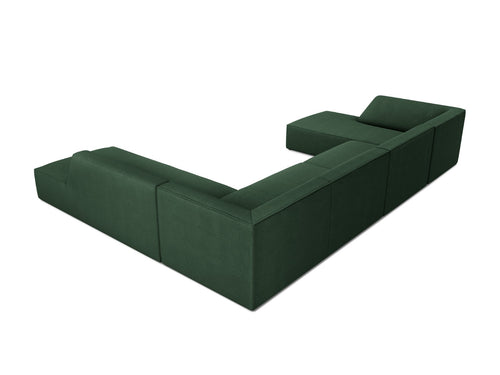 Micadoni Panoramische hoekbank rechts Ruby 7-zits, structurele stof, groente - 273x366x69cm