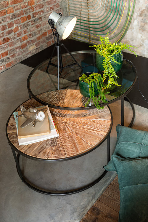 J-Line salontafel Rond - metaal - zwart - 2 stuks - vtwonen shop