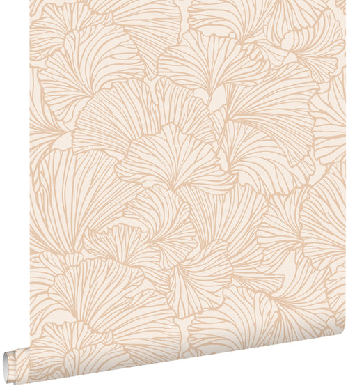 ESTAhome behang ginkgo bladeren zand beige en licht terracotta - 0.53 x 10.05 m - 139488 - vtwonen shop