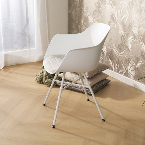 Nolon Noa-Liz Eetkamerstoel Wit - Beige Kussen - Witte Poten - vtwonen shop