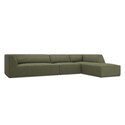 Cosmopolitan Design - Modulaire hoekbank rechts Siena 5-zits, ribfluwelen groente - 180x366x69cm