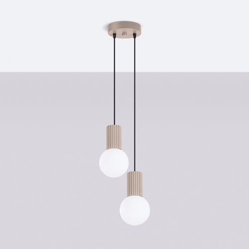Sollux Lighting Hanglamp HALO 2P taupe - 15x15x120cm
