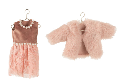 J-Line hanger Mini Vest/Kleedjes - textiel - oud/licht roze - 2 stuks